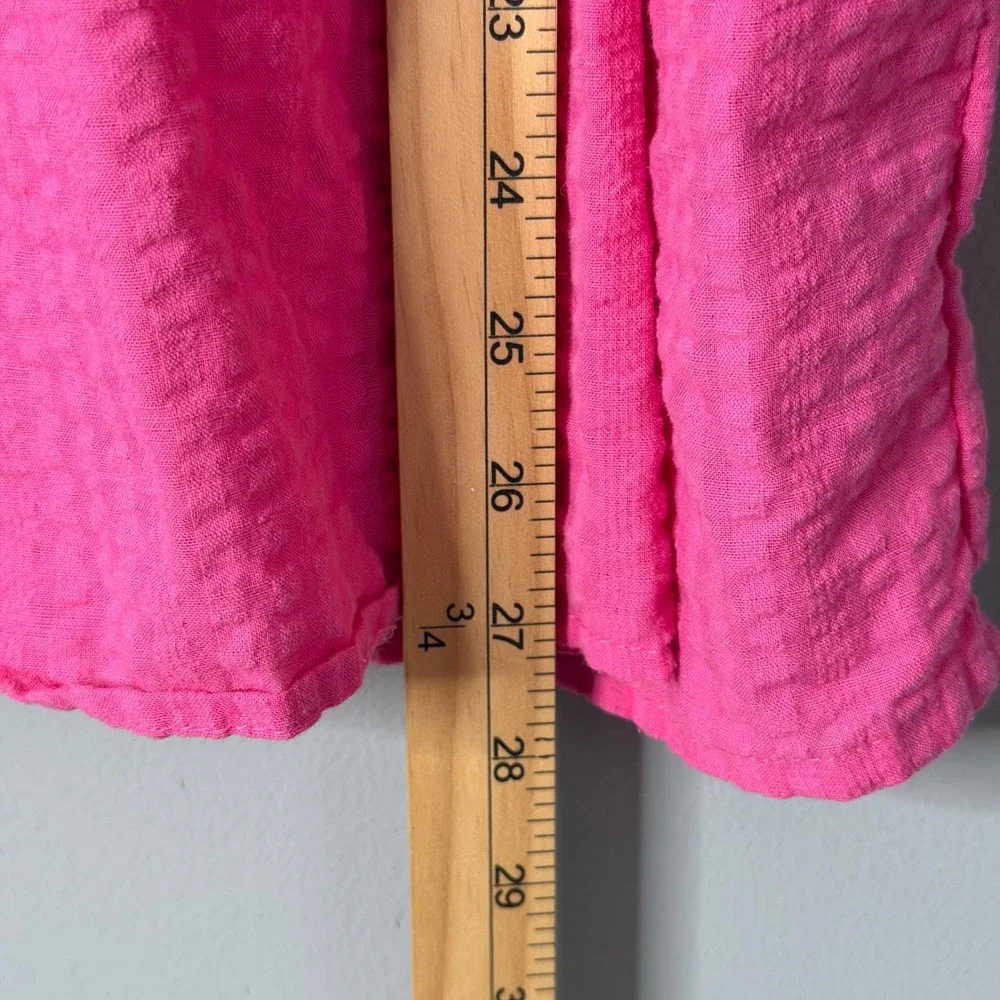 Old Navy Puff Sleeve Top Women XXL Tall Pink Tiered Babydoll Blouse Peplum